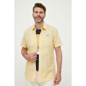 Bavlněné tričko Pepe Jeans žlutá barva, regular, s klasickým límcem