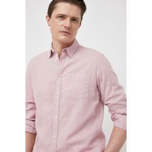 Plátěná košile Pepe Jeans růžová barva, regular, s klasickým límcem