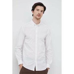 Bavlněné tričko Pepe Jeans Peyton bílá barva, slim, s límečkem button-down