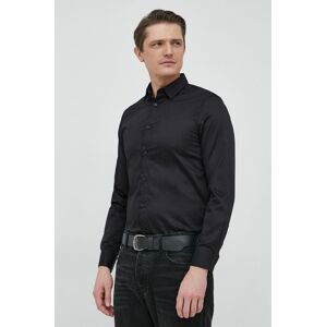 Bavlněné tričko Armani Exchange černá barva, regular, s klasickým límcem