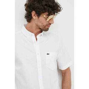 Košile Lacoste bílá barva, regular, s límečkem button-down