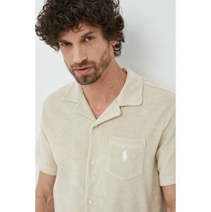Košile Polo Ralph Lauren pánská, béžová barva, regular, s klasickým límcem