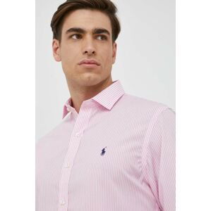 Košile Polo Ralph Lauren růžová barva, slim, s italským límcem