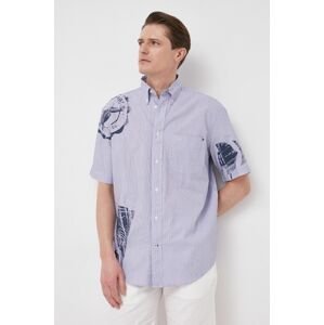 Bavlněné tričko Tommy Hilfiger relaxed, s límečkem button-down