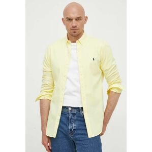 Košile Polo Ralph Lauren žlutá barva, slim, s límečkem button-down