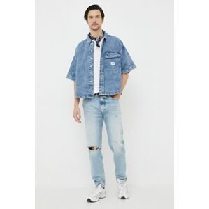 Džínová košile Calvin Klein Jeans pánská, relaxed, s klasickým límcem