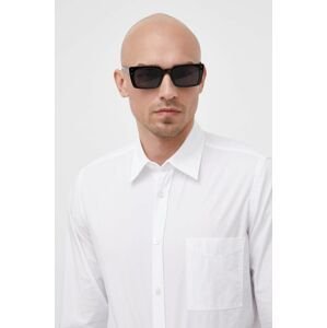 Bavlněné tričko BOSS BOSS ORANGE bílá barva, regular, s klasickým límcem
