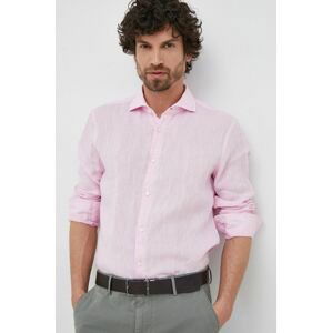 Plátěná košile Joop! růžová barva, slim, s italským límcem