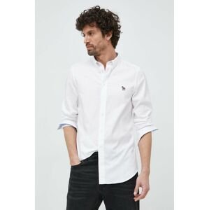 Košile PS Paul Smith bílá barva, slim, s límečkem button-down