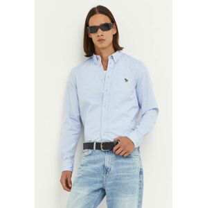 Bavlněné tričko PS Paul Smith bílá barva, slim, s límečkem button-down