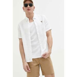 Plátěná košile Abercrombie & Fitch bílá barva, regular, s límečkem button-down