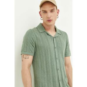 Košile Hollister Co. pánská, zelená barva, regular