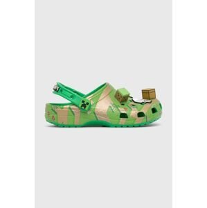 Dětské pantofle Crocs MINECRAFT ELEVATED CLOG zelená barva