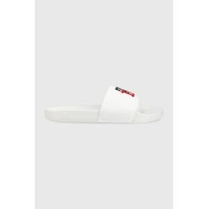 Pantofle Tommy Hilfiger Fw0fw06833 Th Essential Slide dámské, bílá barva, na platformě