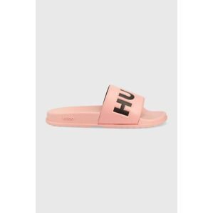 Pantofle HUGO Match dámské, růžová barva, 50471749