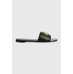 Kožené pantofle Tory Burch Eleanor dámské, černá barva, 88744-004