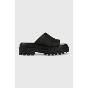 Pantofle Calvin Klein Jeans TOOTHY COMBAT SANDAL WEBBING dámské, černá barva, na platformě, YW0YW00949