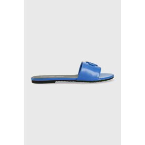 Kožené pantofle Calvin Klein Jeans FLAT SANDAL STRAP HW dámské, YW0YW00952