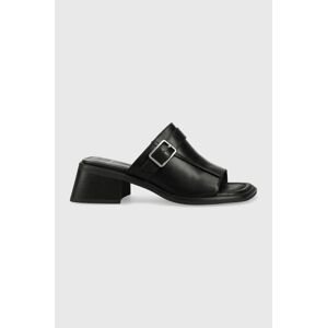 Kožené pantofle Vagabond Shoemakers INES dámské, černá barva, na podpatku, 5511.001.20