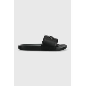 Pantofle Calvin Klein POOL SLIDE W/HW dámské, černá barva, na platformě, HW0HW01509