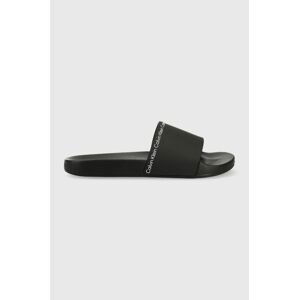 Pantofle Calvin Klein RUBBER POOL SLIDE dámské, černá barva, HW0HW01526