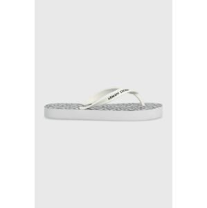 Žabky Armani Exchange dámské, bílá barva, na plochém podpatku, XDQ010.XV700.K488