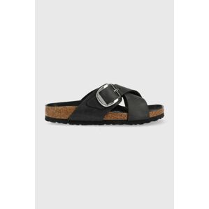 Kožené pantofle Birkenstock Siena Big Buckle dámské, černá barva, 1020156