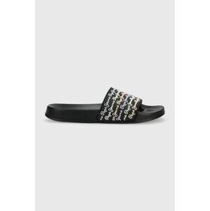 Pantofle Pepe Jeans SLIDER dámské, černá barva, PLS70127