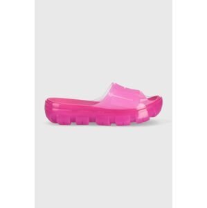 Pantofle UGG Jella Clear Slide dámské, růžová barva, na platformě, 1136763