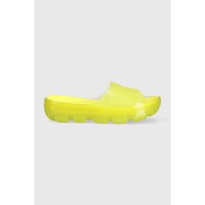 Pantofle UGG Jella Clear Slide dámské, žlutá barva, na platformě, 1136763