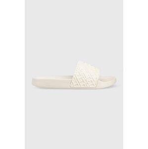 Pantofle Tommy Hilfiger TH MONOGRAM POOL SLIDE dámské, bílá barva, FW0FW06987