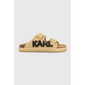 Pantofle Karl Lagerfeld KAMINI BED dámské, béžová barva, KL80205