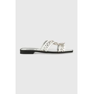 Kožené pantofle Karl Lagerfeld SKOOT dámské, bílá barva, KL80429
