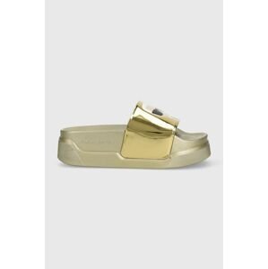 Pantofle Karl Lagerfeld KONDOMINIUM dámské, zlatá barva, na platformě, KL88808
