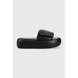 Pantofle Steve Madden Swoosh dámské, černá barva, na platformě, SM11002446