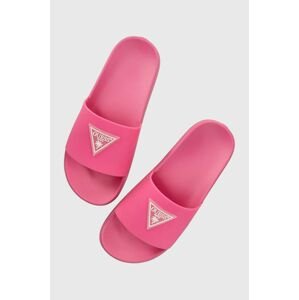 Pantofle Guess BEACH SLIPPERS dámské, růžová barva, E3GZ12 BB00F