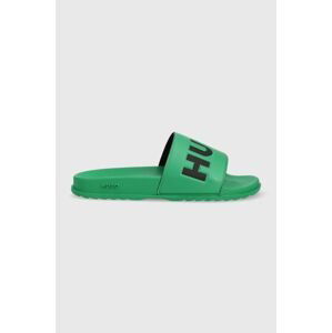 Pantofle HUGO Match dámské, zelená barva, 50471749