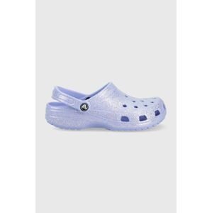 Pantofle Crocs Classic Glitter Clog dámské, fialová barva, 205942