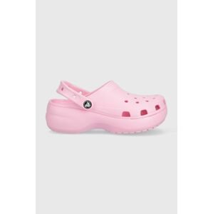 Pantofle Crocs CLASSIC PLATFORM CLOG WOMEN dámské, růžová barva, na platformě, 206750, 206750.6S0-6S0