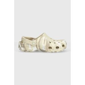Pantofle Crocs Classic Marbled Clog dámské, béžová barva, 206867
