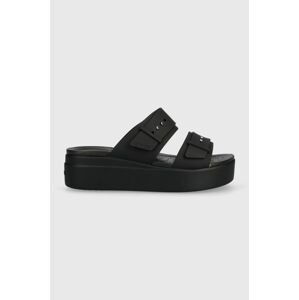 Pantofle Crocs Brooklyn Low Wedge Sandal dámské, černá barva, na platformě, 208728