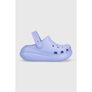 Pantofle Crocs Classic Crush Clog dámské, fialová barva, na platformě, 207521