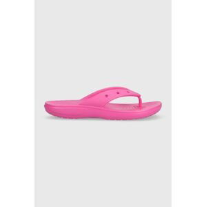 Žabky Crocs Classic Flip dámské, růžová barva, na plochém podpatku, 207713