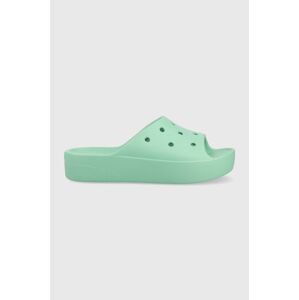Pantofle Crocs Classic Platform Slide dámské, tyrkysová barva, 208180