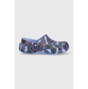 Pantofle Crocs Classic Butterfly Clog dámské, fialová barva, na platformě, 208257