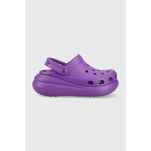 Pantofle Crocs Classic Crush Clog dámské, fialová barva, na platformě, 207521