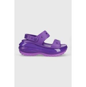 Pantofle Crocs Classic Mega Crush Sandal dámské, fialová barva, na platformě, 207989