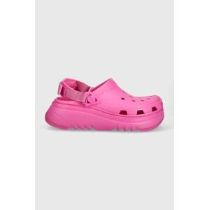 Pantofle Crocs Classic Hiker Xscape Clog dámské, růžová barva, na platformě, 208365