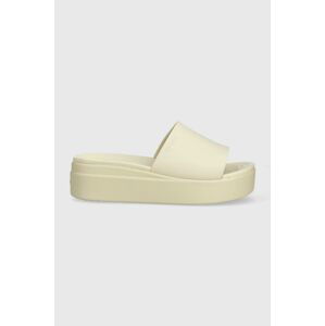 Pantofle Crocs Brooklyn Slide dámské, béžová barva, na klínku, 208728