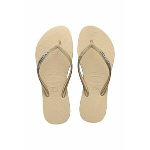 Žabky Havaianas SLIM SPARKLE II dámské, béžová barva, na plochém podpatku, 4146093.0154